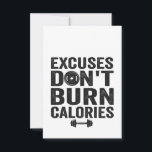Excuses verbranden geen calorieën grappige fitness bedankkaart<br><div class="desc">sport,  fitness,  bodybuilding,  tillen,  gift,  verjaardag,  bacon,  oefening,  gewichten,  motivatie;</div>