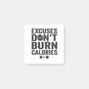 Excuses verbranden geen calorieën grappige fitness post-it® notes