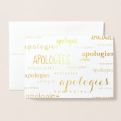 Excuses voor de gouden folie folie kaarten (Voorkant met envelop)