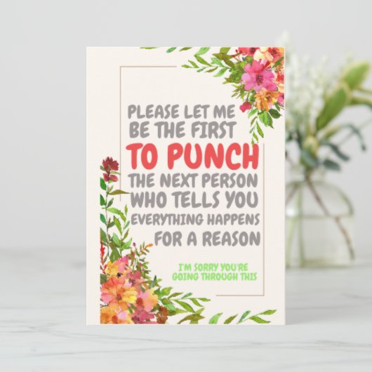 Excuses voor je verlies van medeleven en diepste s kaart (Staand voorkant)