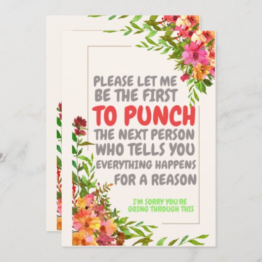 Excuses voor je verlies van medeleven en diepste s kaart (Voorkant / Achterkant)