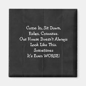 Excuses voor Messy House Retro Black Magnet (Voorkant)