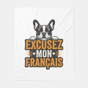 Excusez Mon Franais Franse Bulldog Vintage Fleece Deken