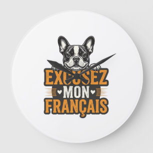 Excusez Mon Franais Franse Bulldog Vintage Grote Klok