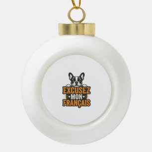 Excusez Mon Franais Franse Bulldog Vintage Keramische Bal Ornament