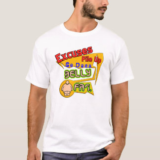 Excuusjes hopen zich op, net als buikvet t-shirt