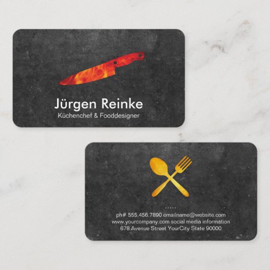 Executief Chef Leisteen Vuurmes Zakelijke Kaart Visitekaartje (Voorkant / Achterkant)