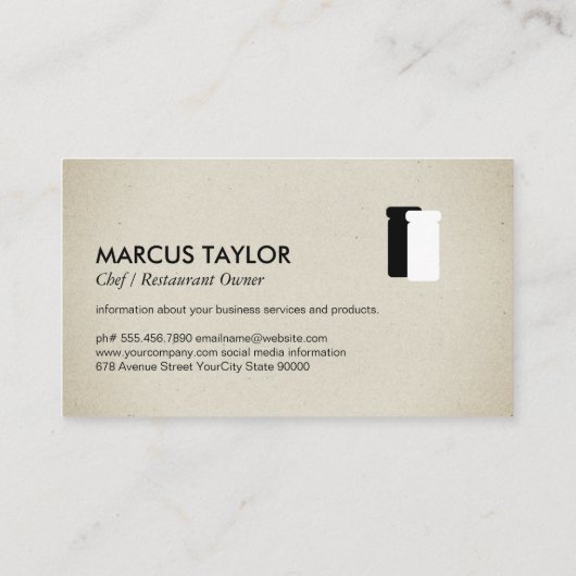 Executief Chef Restaurant Eigenaar Visitekaartje (Achterkant)