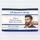 Executieve Navy Blauwe & Gouden Strepen Kapper Spandoek (Horizontaal)