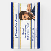 Executieve Navy Blauwe & Gouden Strepen Kapper Spandoek (Verticaal)