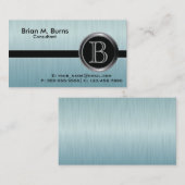 Executieve Turquoise Borstel Stalen Monogram Visitekaartje (Voorkant / Achterkant)