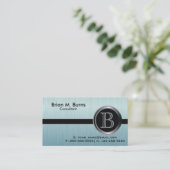 Executieve Turquoise Borstel Stalen Monogram Visitekaartje (Staand voorkant)