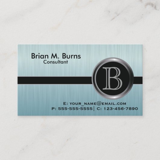Executieve Turquoise Borstel Stalen Monogram Visitekaartje (Voorkant)