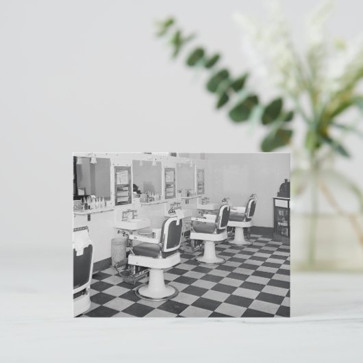 Executive Barber Shop, 1935 Briefkaart (Staand voorkant)