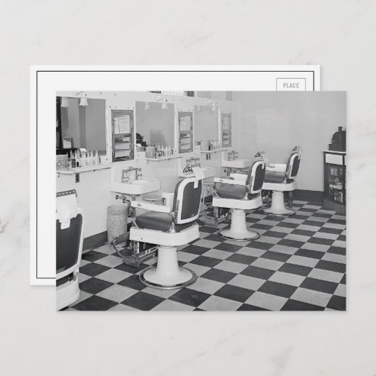 Executive Barber Shop, 1935 Briefkaart (Voorkant / Achterkant)