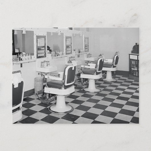 Executive Barber Shop, 1935 Briefkaart (Voorkant)