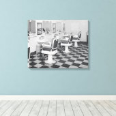 Executive Barber Shop, 1935. Oude foto Canvas Afdruk (Insitu (Houten vloer))