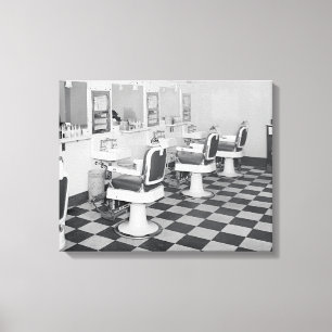 Executive Barber Shop, 1935. Oude foto Canvas Afdruk