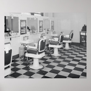 Executive Barber Shop, 1935. Oude foto Poster