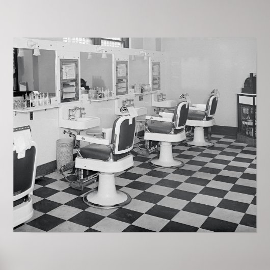 Executive Barber Shop, 1935. Oude foto Poster (Voorkant)