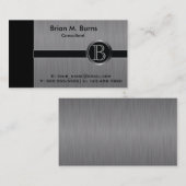 Executive Black Brush Steel Monogram Visitekaartje (Voorkant / Achterkant)