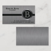 Executive Black Brush Steel Monogram Visitekaartje (Voorkant / Achterkant)