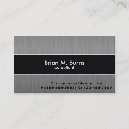 Executive Black Brush Steel Visitekaartje (Voorkant)