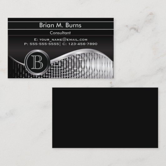 Executive Black en Silver | Monogram Visitekaartje (Voorkant / Achterkant)