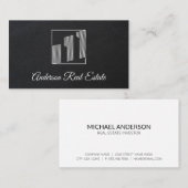 Executive Black Leather | Makelaar | Gebouw Pictog Visitekaartje (Voorkant / Achterkant)