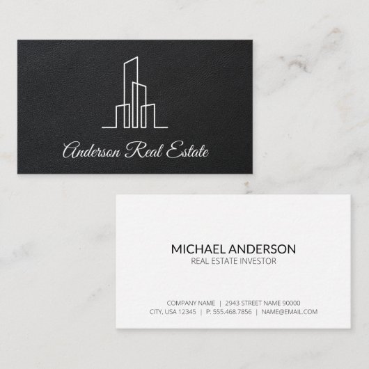 Executive Black Leather | Makelaar | Metropolis Visitekaartje (Voorkant / Achterkant)