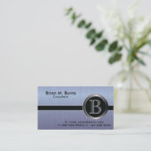 Executive Blue Borstelstaal Monogram Visitekaartje (Staand voorkant)