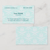Executive Blue en White Damask Visitekaartje (Voorkant / Achterkant)