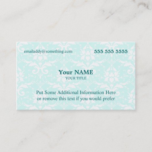 Executive Blue en White Damask Visitekaartje (Voorkant)