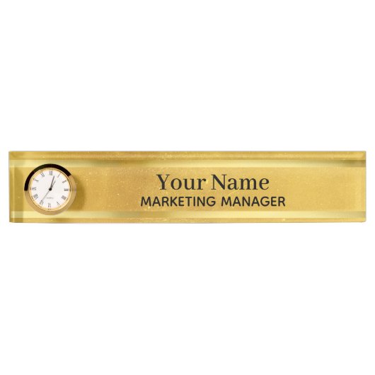 Executive Brass Desktop Mini Gouden Klok Naam Bord Naambordje (Voorkant)
