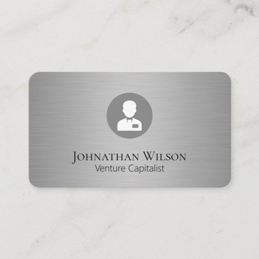 Executive Business Zilver Metallic Visitekaartje (Voorkant)