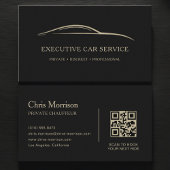 Executive Car Service QR Code Black & Gold Visitekaartje