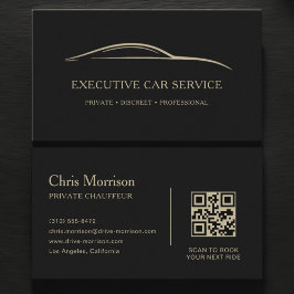 Executive Car Service QR Code Black & Gold Visitekaartje