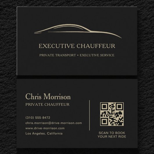 Executive Chauffeur QR Code Black & Gold Visitekaartje