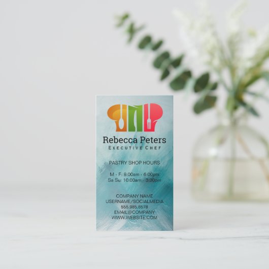 Executive Chef | Chef Pet Dinnerware Logo Visitekaartje (Staand voorkant)