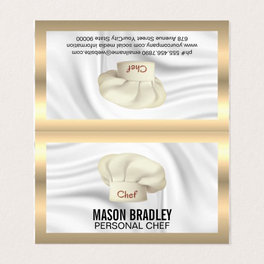 Executive Chef | Culinair Metallic Zakelijk Visitekaartje (Buitenkant ongevouwen)