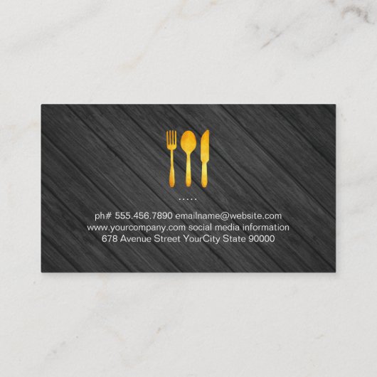 Executive Chef Golden Utensils Houten Trim Visitekaartje (Achterkant)