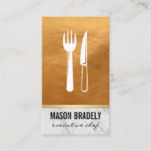 Executive Chef Goud Leer Marmer Afwerking Visitekaartje (Voorkant)