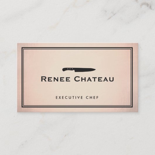 Executive Chef Knife Logo Koperen Achtergrond Visitekaartje (Voorkant)