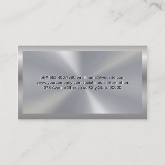 Executive Chef | Kweekzilver Metallic Visitekaartje (Achterkant)