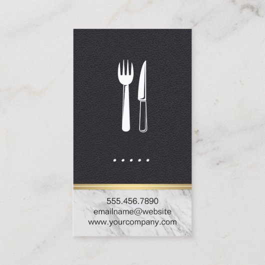 Executive Chef Leather Marble Trim Visitekaartje (Achterkant)