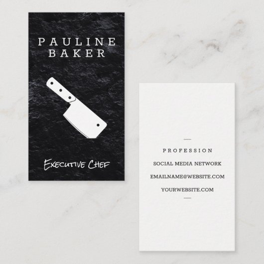Executive Chef | Leisteen | Cleaver Knife Visitekaartje (Voorkant / Achterkant)