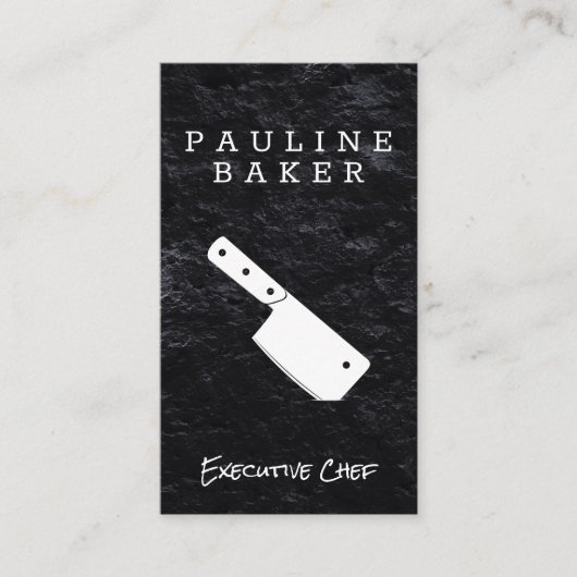 Executive Chef | Leisteen | Cleaver Knife Visitekaartje (Voorkant)