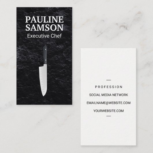 Executive Chef | Leisteen | Keukenmes Visitekaartje (Voorkant / Achterkant)