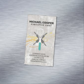 Executive Chef | Rollende pennen en garde Magnetisch Visitekaartje (Voorbeeld)