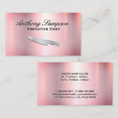 Executive Chef | Roze zilver metallisch Visitekaartje (Voorkant / Achterkant)